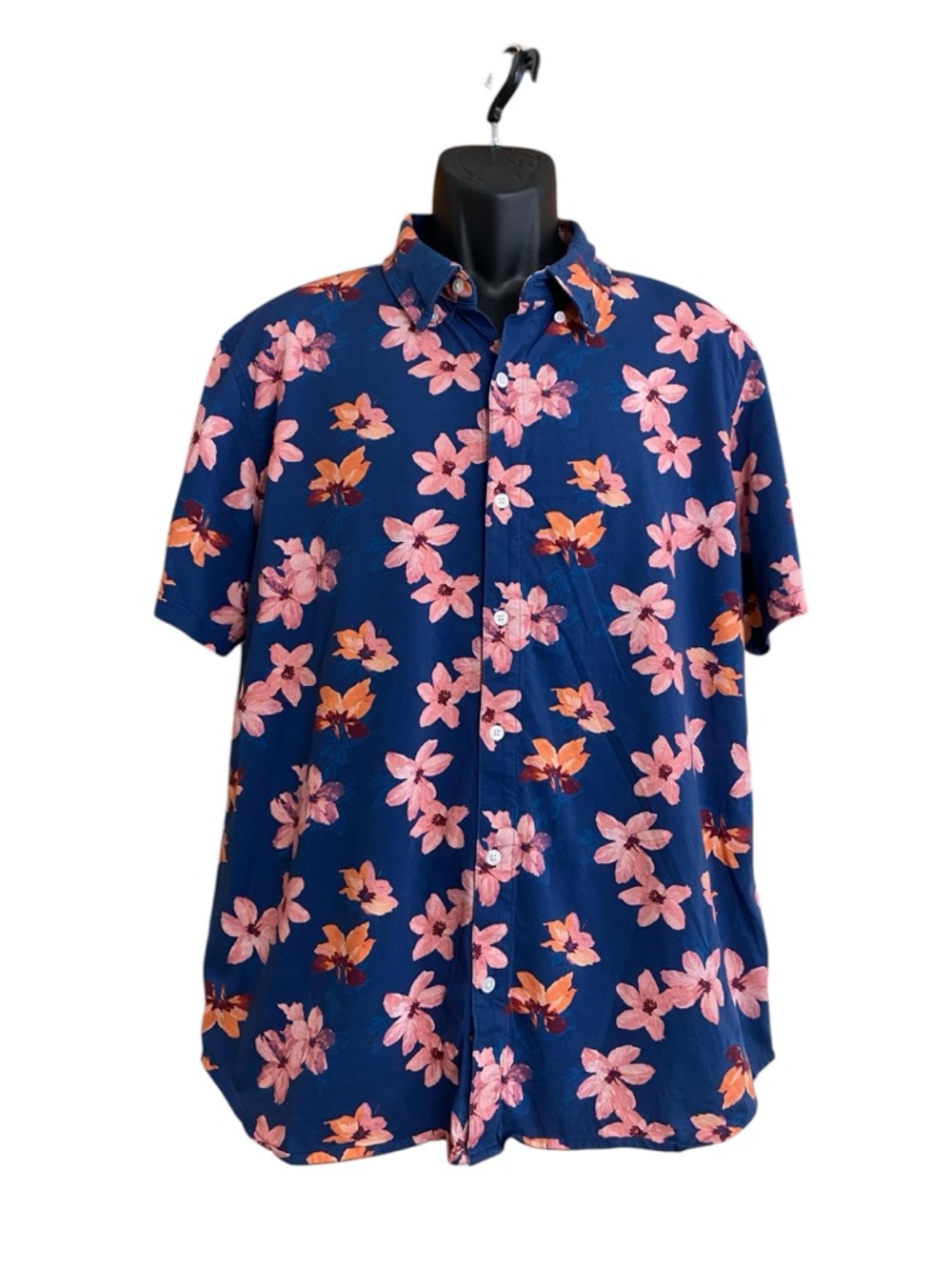 BOBOBOS CABANA SHIRT CHAMBRAY CORAL FLORAL SHIRT SLEEVE BUTTON DOWN SLIM FIT XL